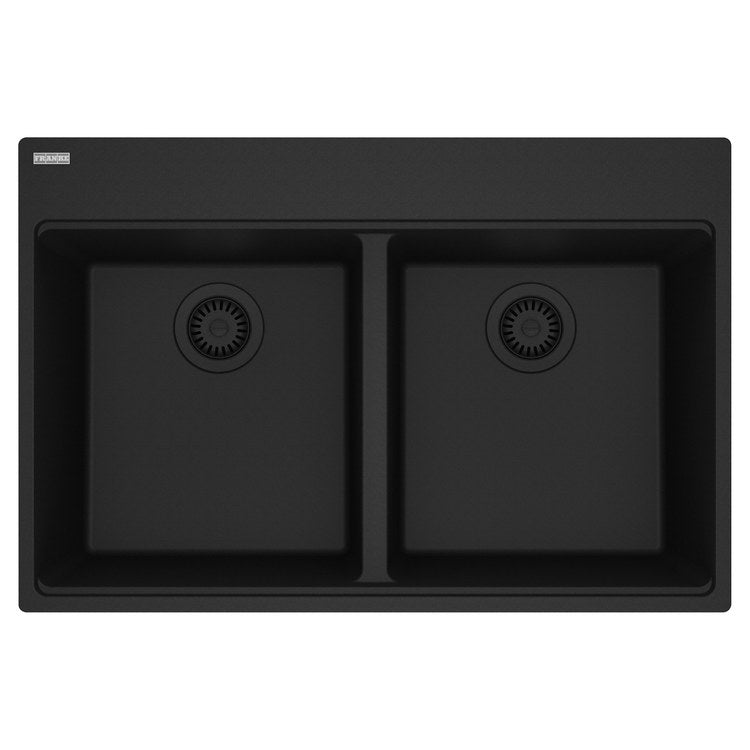 Kitchen Sink Maris 33 x 22 Inch 2 Bowls Equal 7 Hole Matte Black Topmount/Undermount Rectangle Granite - Image 1