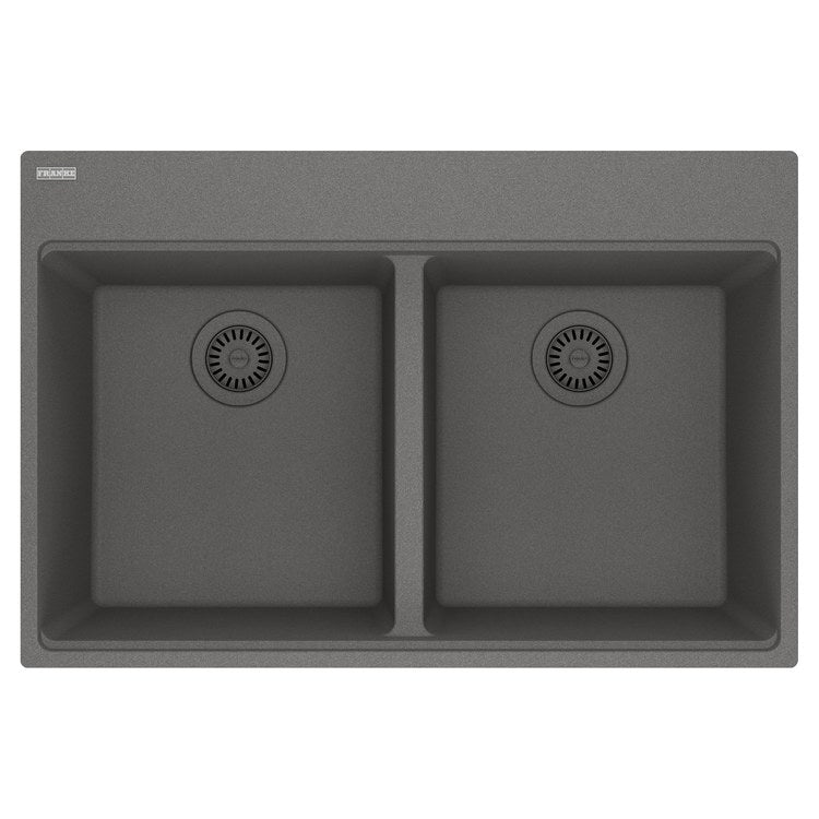 Kitchen Sink Maris 33 x 22 Inch 2 Bowls Equal 7 Hole Shadow Gray Topmount/Undermount Rectangle Granite