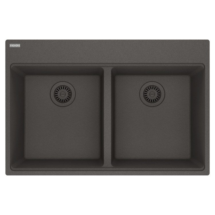 Kitchen Sink Maris 33 x 22 Inch 2 Bowls Equal 7 Hole Slate Gray Topmount/Undermount Rectangle Granite