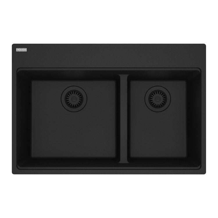 Kitchen Sink Maris 31 x 21 Inch 2 Bowls Low Divide Offset 5 Hole Matte Black Topmount/Undermount Rectangle Granite