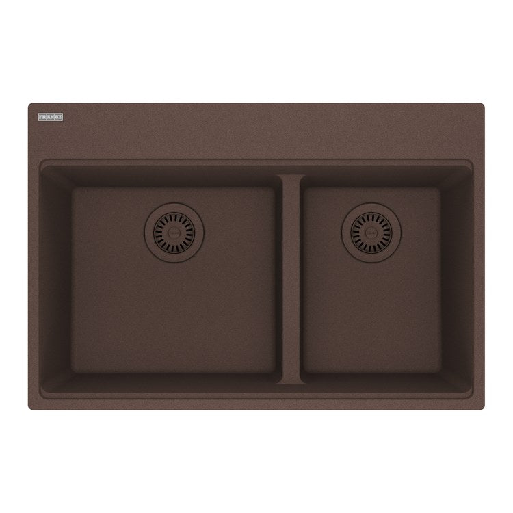 Kitchen Sink Maris 31 x 21 Inch 2 Bowls Low Divide Offset 5 Hole Mocha Topmount/Undermount Rectangle Granite