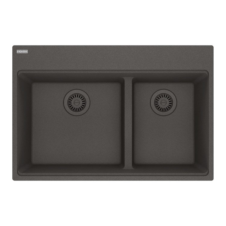 Kitchen Sink Maris 31 x 21 Inch 2 Bowls Low Divide Offset 5 Hole Slate Gray Topmount/Undermount Rectangle Granite