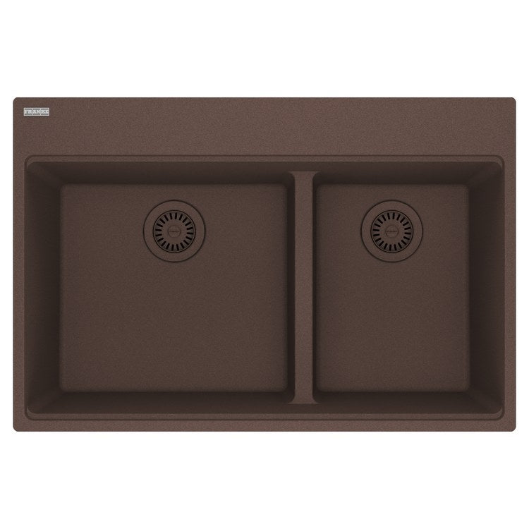Kitchen Sink Maris 33 x 22 Inch 2 Bowls Low Divide Offset 5 Hole Mocha Topmount/Undermount Rectangle Granite