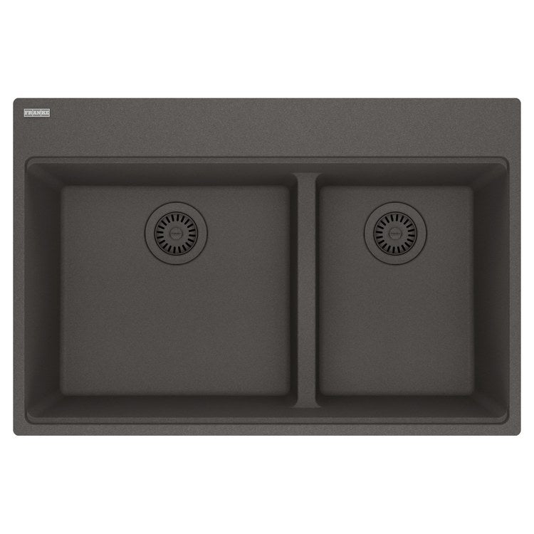 Kitchen Sink Maris 33 x 22 Inch 2 Bowls Low Divide Offset 5 Hole Slate Gray Topmount/Undermount Rectangle Granite