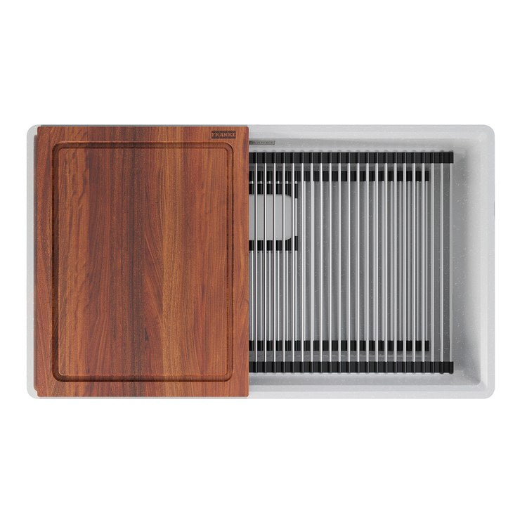 Kitchen Sink Peak 32 x 19 Inch 1 Bowls Workcenter Polar White Undermount Rectangle Granite - Image 1