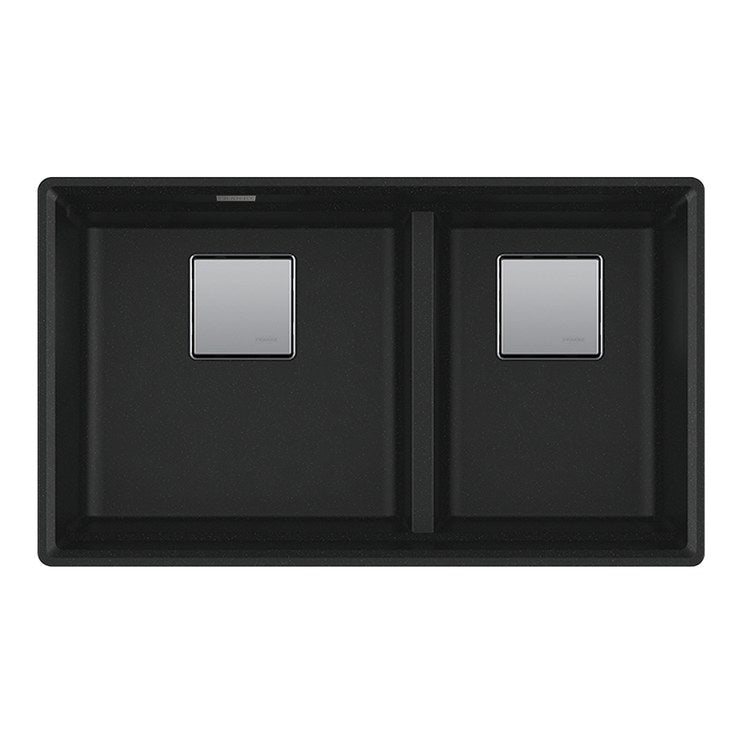 Kitchen Sink Peak 32 x 19 Inch 2 Bowls Low Divide Matte Black Undermount Rectangle Granite - Image 1