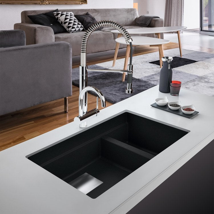 Kitchen Sink Peak 32 x 19 Inch 2 Bowls Low Divide Oynx Undermount Rectangle Granite - Image 2