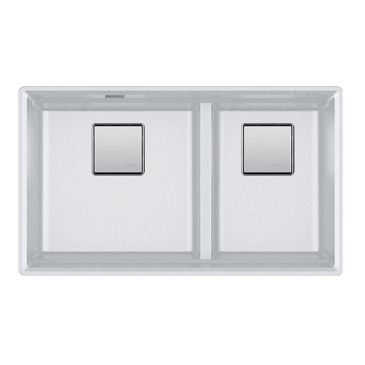 Kitchen Sink Peak 32 x 19 Inch 2 Bowls Low Divide Polar White Undermount Rectangle Granite - Image 1