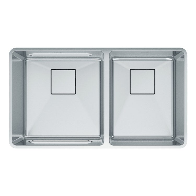 Kitchen Sink Pescara 32 x 18 Inch 2 Bowls Steel Undermount Rectangle Stainless Steel