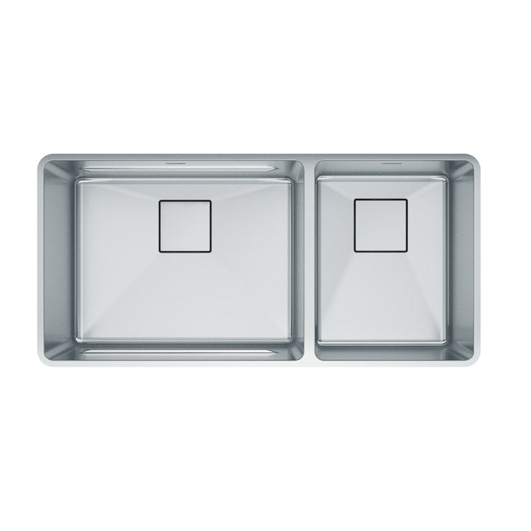 Kitchen Sink Pescara 38 x 18 Inch 2 Bowls Steel Undermount Rectangle Stainless Steel