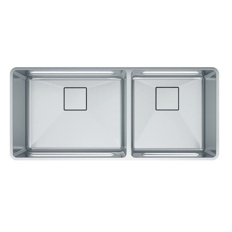 Kitchen Sink Pescara 41 x 18 Inch 2 Bowls Steel Undermount Rectangle Stainless Steel