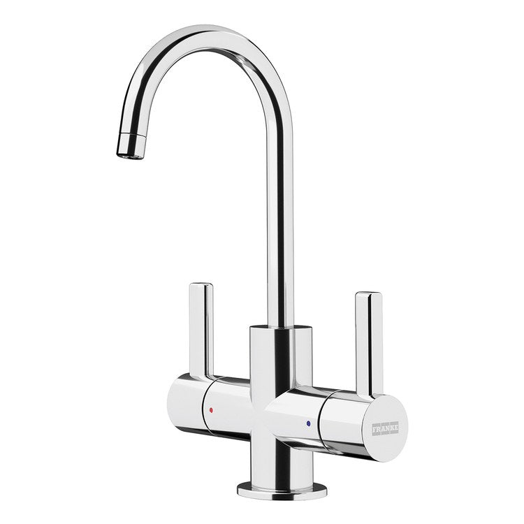 Water Dispenser Universal Hot/Cold Filtered 2 Lever J-Shaped Swivel Chrome - Image 1