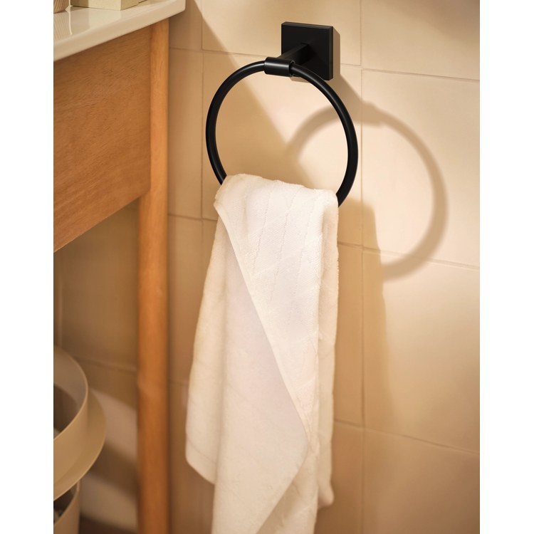 Towel Ring Triva 6 Inch Matte Black Stainless Steel/Zinc 3-1/8 Inch - Image 2