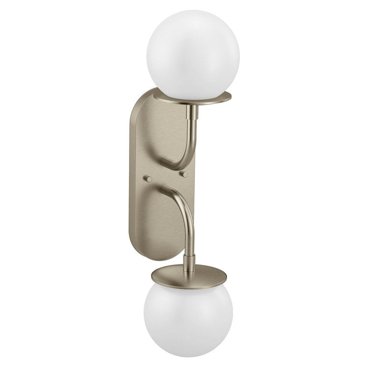 Bath Light Cia 2 Lamp Brushed Nickel Globe Candlabra Type B 60 Watt