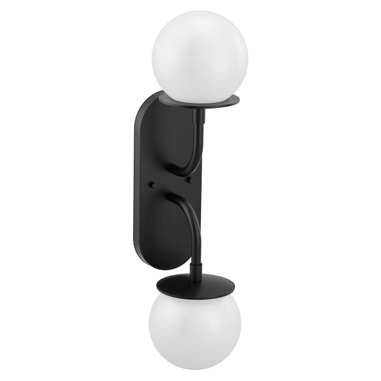 Bath Light Cia 2 Lamp Matte Black Globe Candlabra Type B 60 Watt