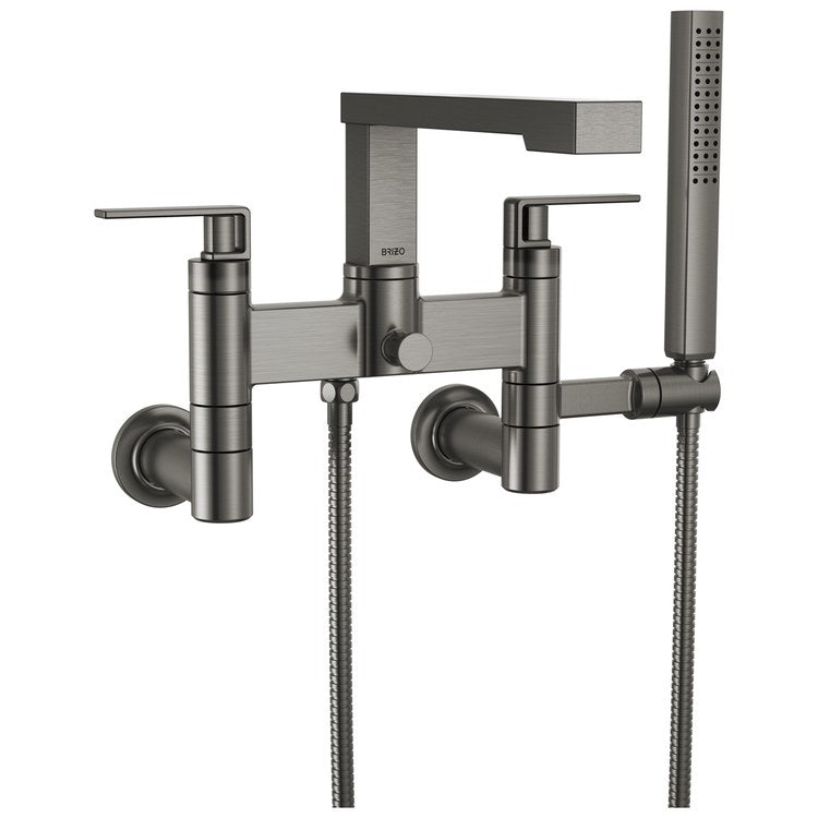 Tub Filler Trim Frank Lloyd Wright Widespread 2 Lever Brilliance Luxe Steel ADA 8 Inch Spread 1.75 Gallons per Minute - Image 3