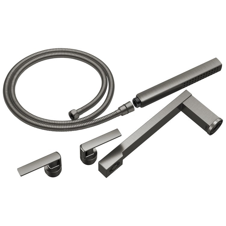 Tub Filler Trim Frank Lloyd Wright Widespread 2 Lever Brilliance Luxe Steel ADA 8 Inch Spread 1.75 Gallons per Minute - Image 1