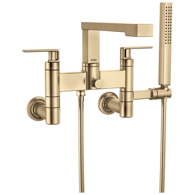 Tub Filler Trim Frank Lloyd Wright Widespread 2 Lever Luxe Gold ADA 8 Inch Spread 1.75 Gallons per Minute - Image 2