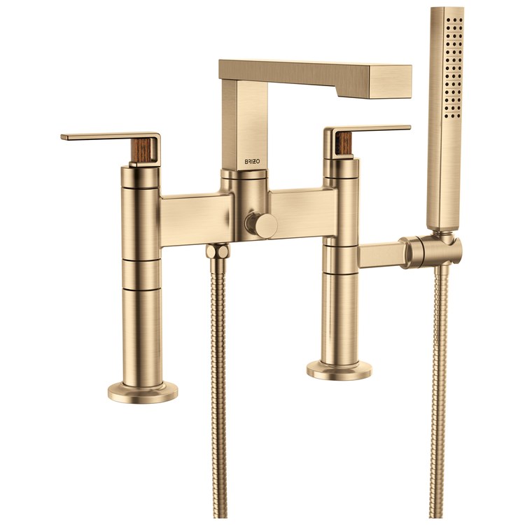 Tub Filler Trim Frank Lloyd Wright Widespread 2 Lever Luxe Gold/Wood ADA 8 Inch Spread 1.75 Gallons per Minute - Image 3
