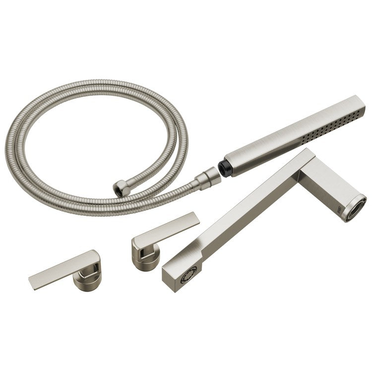 Tub Filler Trim Frank Lloyd Wright Widespread 2 Lever Brilliance Luxe Nickel ADA 8 Inch Spread 1.75 Gallons per Minute - Image 1