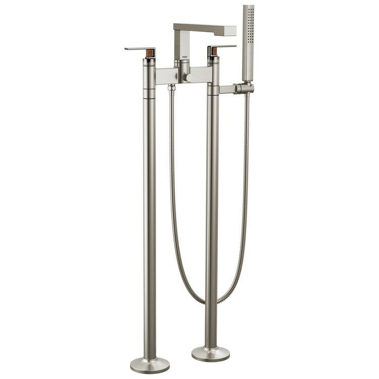Tub Filler Trim Frank Lloyd Wright Widespread 2 Lever Brilliance Luxe Nickel/Wood ADA 8 Inch Spread 1.75 Gallons per Minute - Image 2