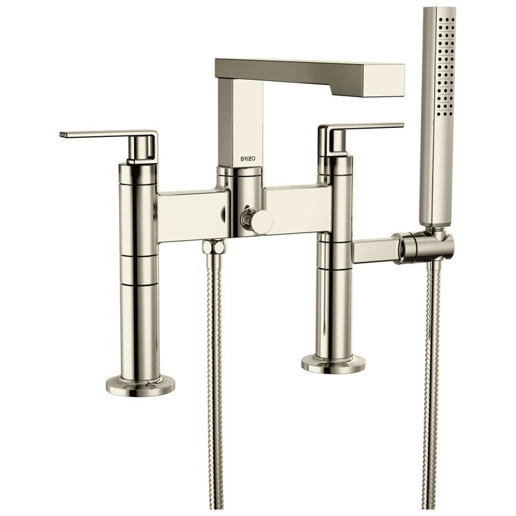 Tub Filler Trim Frank Lloyd Wright Widespread 2 Lever Brilliance Polished Nickel ADA 8 Inch Spread 1.75 Gallons per Minute - Image 2