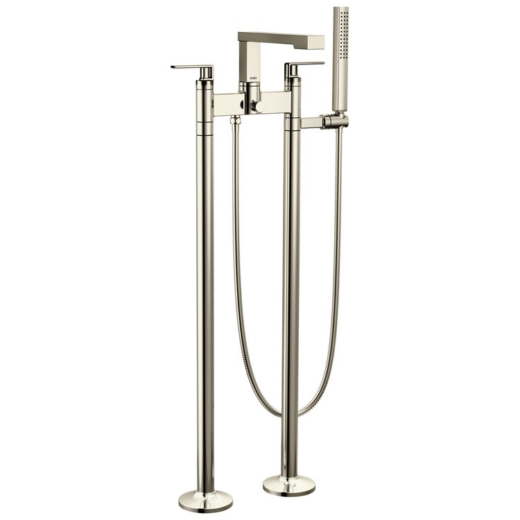 Tub Filler Trim Frank Lloyd Wright Widespread 2 Lever Brilliance Polished Nickel ADA 8 Inch Spread 1.75 Gallons per Minute - Image 3