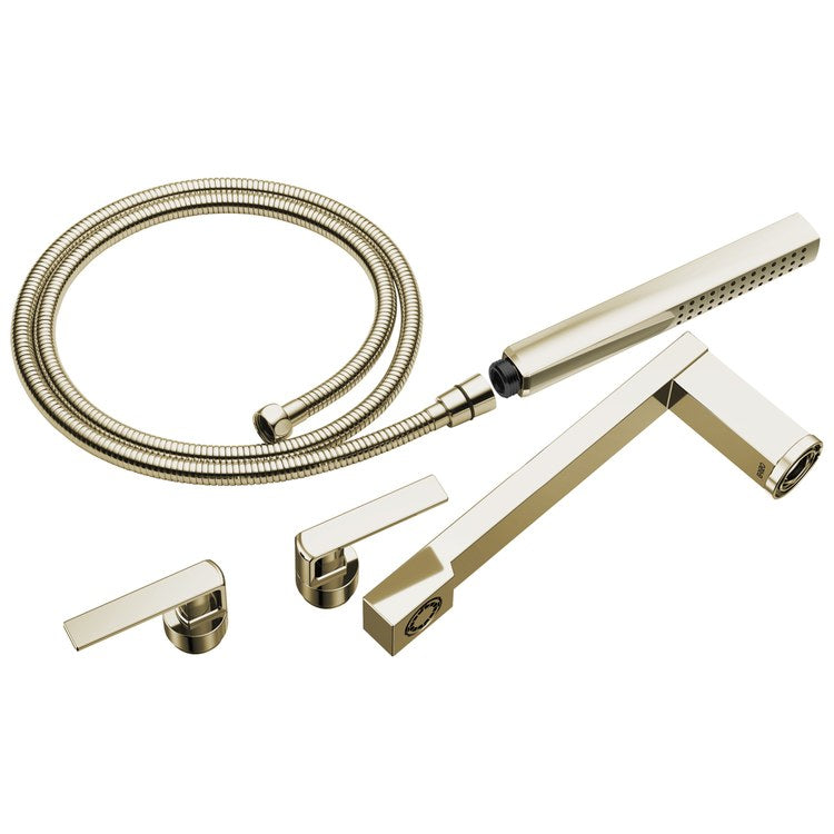 Tub Filler Trim Frank Lloyd Wright Widespread 2 Lever Brilliance Polished Nickel ADA 8 Inch Spread 1.75 Gallons per Minute - Image 1