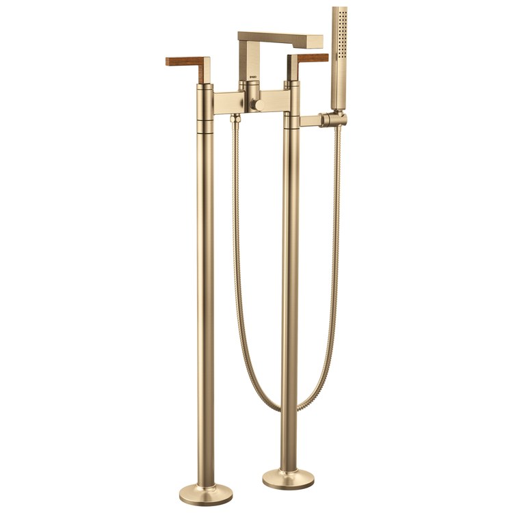 Tub Filler Trim Frank Lloyd Wright Widespread 2 Lever Luxe Gold/Wood ADA 8 Inch Spread 10.0 Gallons per Minute - Image 2