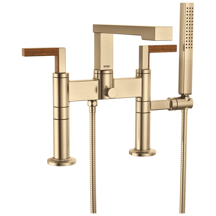 Tub Filler Trim Frank Lloyd Wright Widespread 2 Lever Luxe Gold/Wood ADA 8 Inch Spread 10.0 Gallons per Minute - Image 3