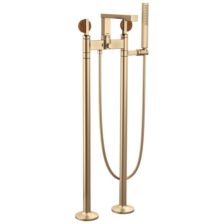 Tub Filler Trim Frank Lloyd Wright Widespread 2 Lunar Luxe Gold/Wood ADA 8 Inch Spread 1.75 Gallons per Minute - Image 2