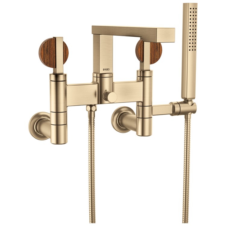 Tub Filler Trim Frank Lloyd Wright Widespread 2 Lunar Luxe Gold/Wood ADA 8 Inch Spread 1.75 Gallons per Minute - Image 3