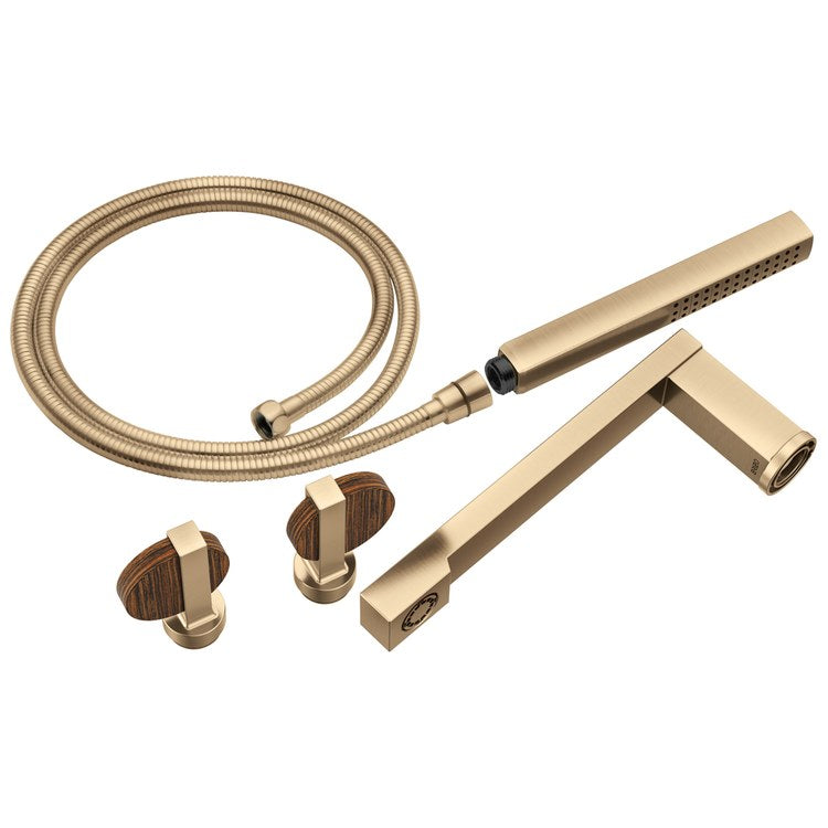 Tub Filler Trim Frank Lloyd Wright Widespread 2 Lunar Luxe Gold/Wood ADA 8 Inch Spread 1.75 Gallons per Minute - Image 1