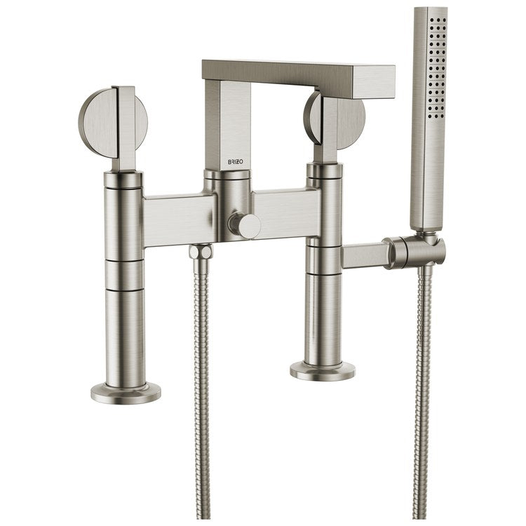 Tub Filler Trim Frank Lloyd Wright Widespread 2 Lunar Brilliance Luxe Nickel ADA 8 Inch Spread 1.75 Gallons per Minute - Image 3