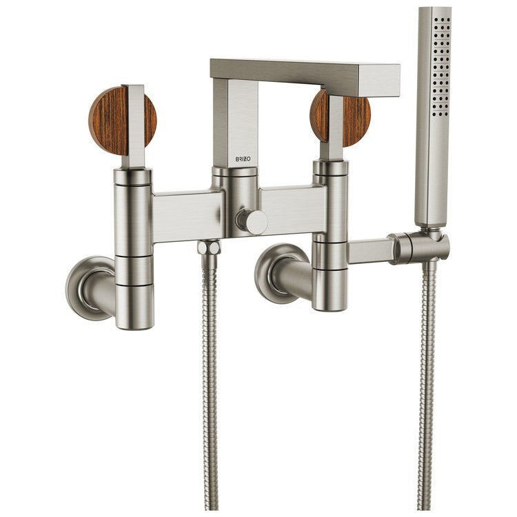 Tub Filler Trim Frank Lloyd Wright Widespread 2 Lunar Brilliance Luxe Nickel/Wood ADA 8 Inch Spread 1.75 Gallons per Minute - Image 3