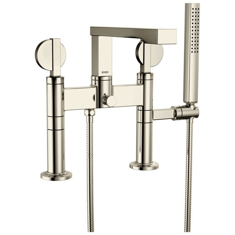 Tub Filler Trim Frank Lloyd Wright Widespread 2 Lunar Brilliance Polished Nickel ADA 8 Inch Spread 1.75 Gallons per Minute - Image 2