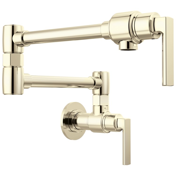 Pot Filler Kintsu 2 Lever ADA Lumicoat Polished Nickel 1 Hole Wall 4.0 Gallons per Minute - Image 1