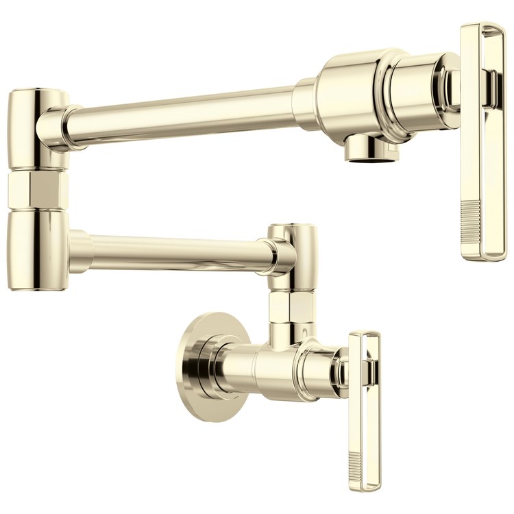 Pot Filler Kintsu 2 Knob Lumicoat Polished Nickel 1 Hole Wall 4.0 Gallons per Minute - Image 1