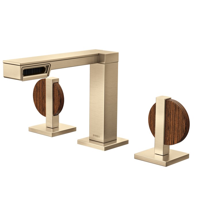 Lavatory Faucet Frank Lloyd Wright Widespread 6 to 16 Inch Spread Less Handle WaterSense Luxe Gold 1.2 Gallons per Minute Deck Less Drain 3 Hole - Image 2