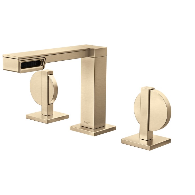 Lavatory Faucet Frank Lloyd Wright Widespread 6 to 16 Inch Spread Less Handle WaterSense Luxe Gold 1.2 Gallons per Minute Deck Less Drain 3 Hole - Image 3