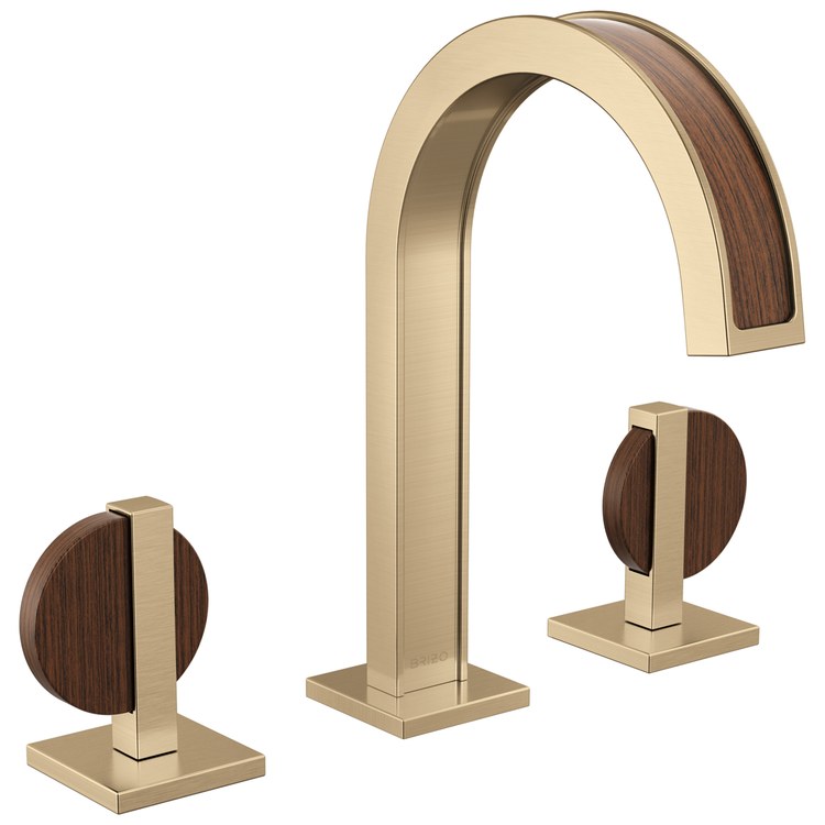 Lavatory Faucet Frank Lloyd Wright Widespread 6 to 16 Inch Spread WaterSense Luxe Gold/Wood 1.2 Gallons per Minute Deck Arc Less Drain 3 Hole - Image 2