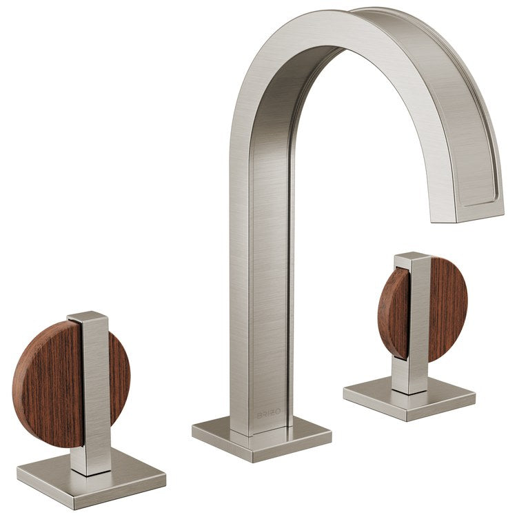 Lavatory Faucet Frank Lloyd Wright Widespread 6 to 16 Inch Spread WaterSense Brilliance Luxe Nickel 1.2 Gallons per Minute Deck Arc Less Drain 3 Hole - Image 2