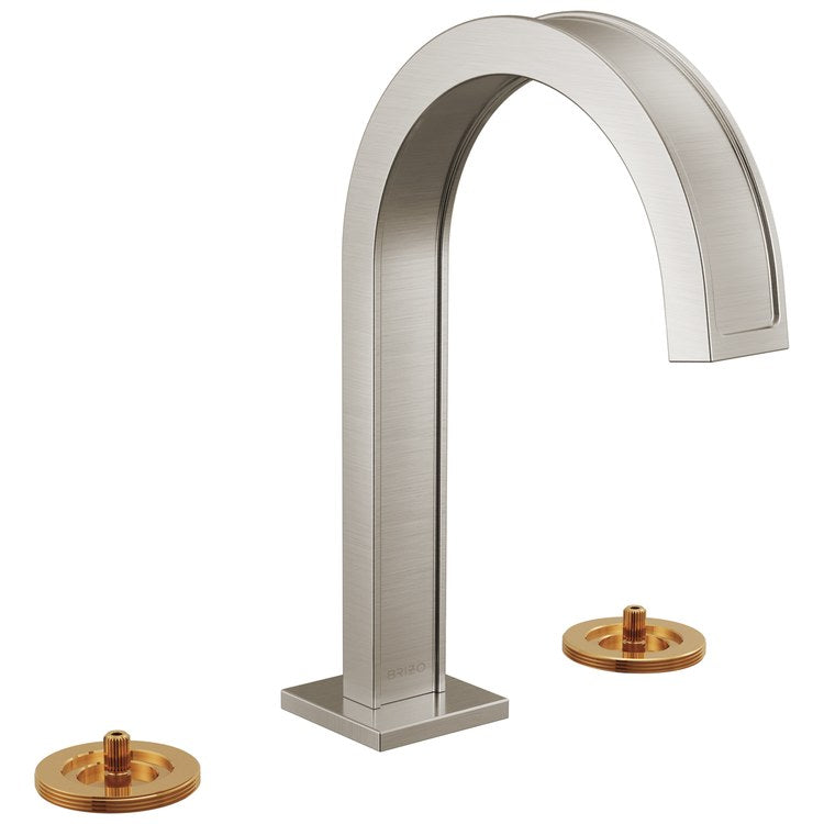 Lavatory Faucet Frank Lloyd Wright Widespread 6 to 16 Inch Spread WaterSense Brilliance Luxe Nickel 1.2 Gallons per Minute Deck Arc Less Drain 3 Hole - Image 1
