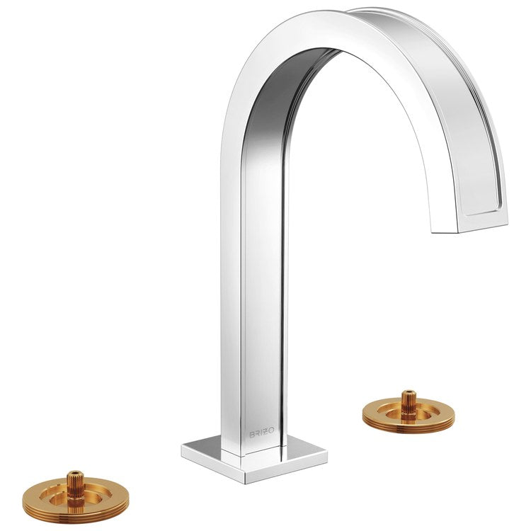 Lavatory Faucet Frank Lloyd Wright Widespread 6 to 16 Inch Spread WaterSense Chrome 1.2 Gallons per Minute Deck Arc Less Drain 3 Hole - Image 1