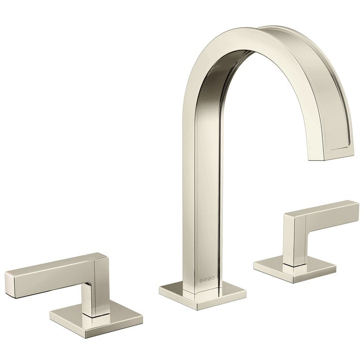 Lavatory Faucet Frank Lloyd Wright Widespread 6 to 16 Inch Spread WaterSense Brilliance Polished Nickel 1.2 Gallons per Minute Deck Arc Less Drain 3 Hole - Image 2