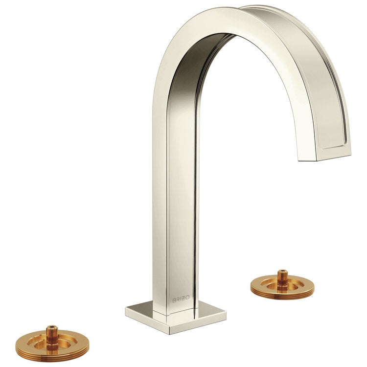 Lavatory Faucet Frank Lloyd Wright Widespread 6 to 16 Inch Spread WaterSense Brilliance Polished Nickel 1.2 Gallons per Minute Deck Arc Less Drain 3 Hole - Image 1