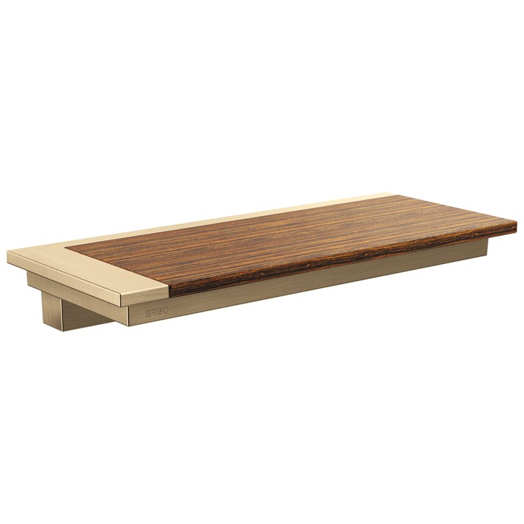 Wall Shelf Frank Lloyd Wright Luxe Gold/Wood 12 Inch Metal for Bathroom