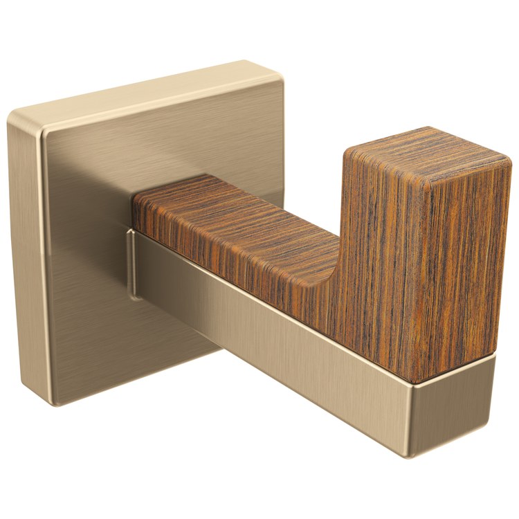 Robe Hook Frank Lloyd Wright Single Luxe Gold/Wood 2-5/16 Inch Wall Metal - Image 1