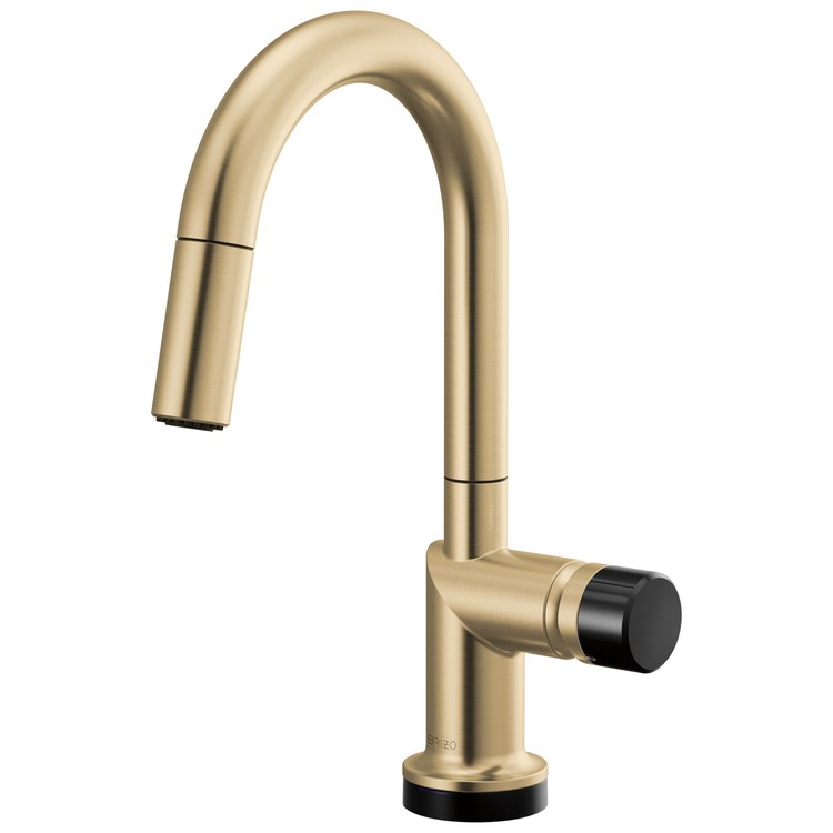 Handle Kit Odin Crystal/Zinc 1 Knob Brilliance Luxe Gold/Black Crystal for Widespread Pull Down Faucet - Image 2