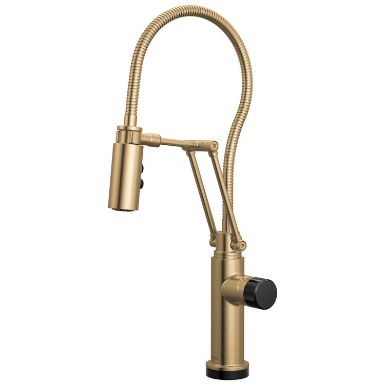 Handle Kit Odin Crystal/Zinc 1 Knob Brilliance Luxe Gold/Black Crystal for Widespread Pull Down Faucet - Image 3